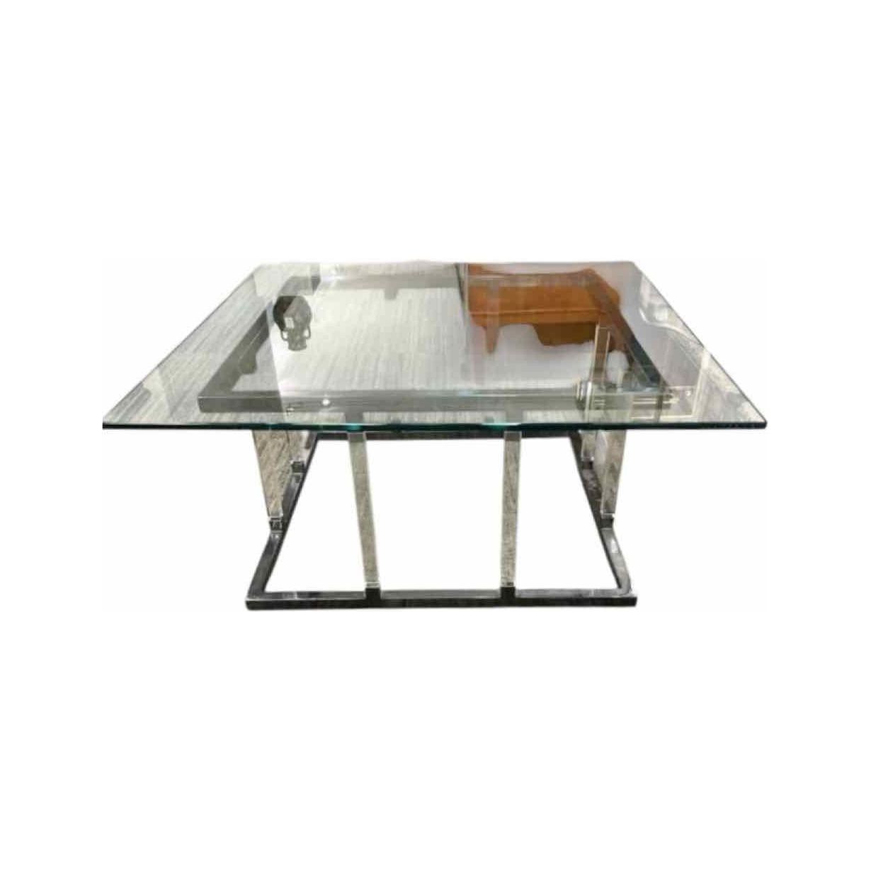 Metal and Glass Square Coffee Table