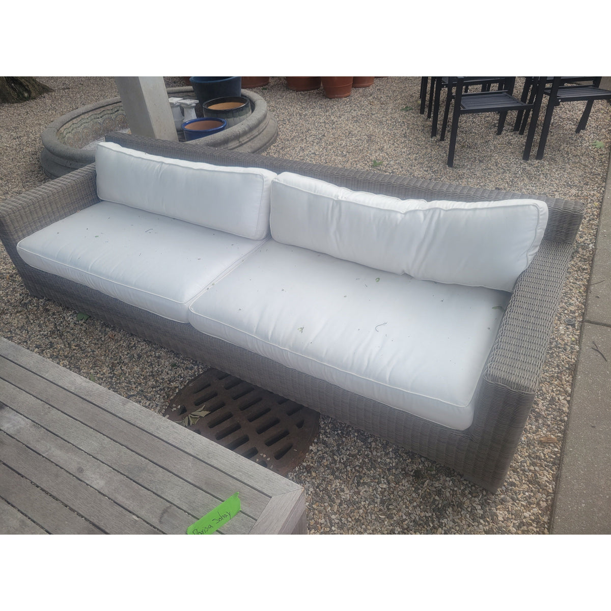Gray Wicker Sofa w/ Cushions - colletteconsignment.com