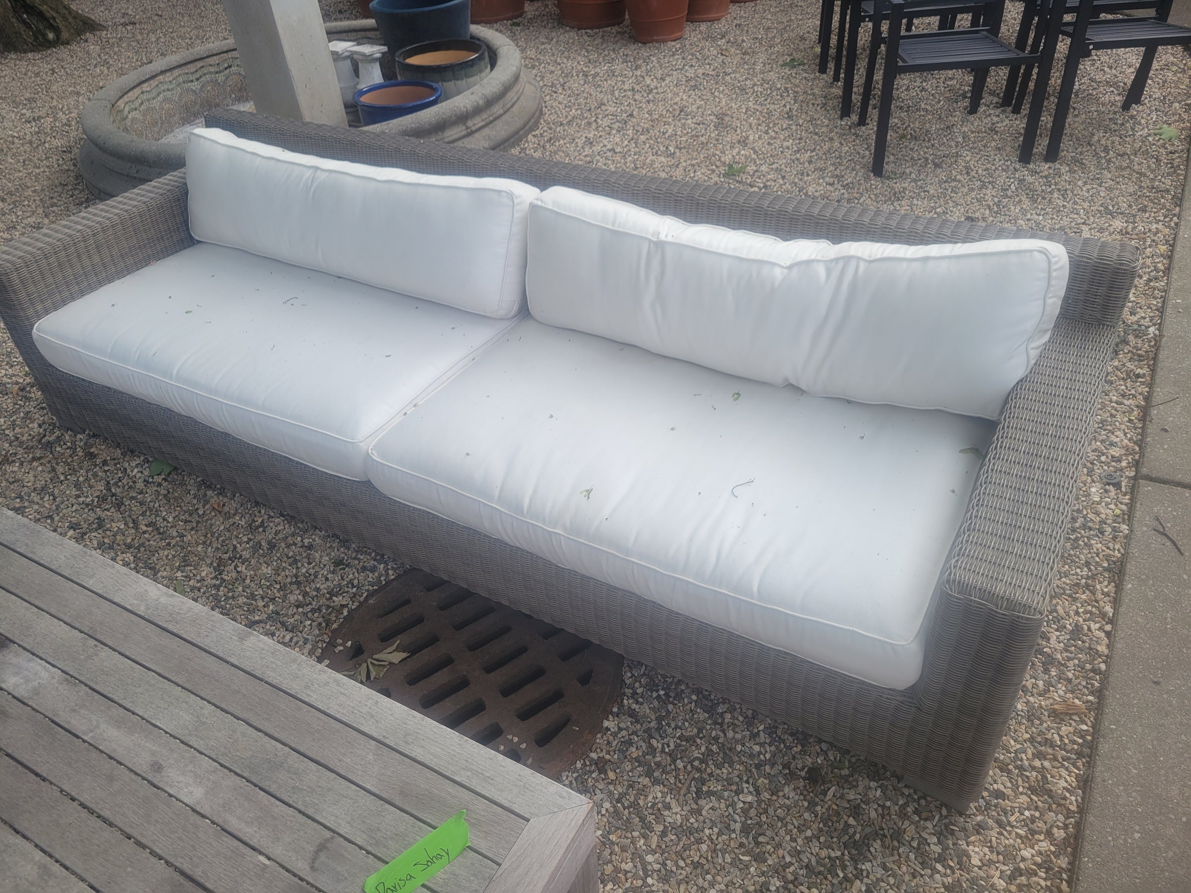 Gray Wicker Sofa w/ Cushions
