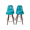 Pair of Case Study Furniture Side Shell Dowel Counter Swivel Stool w/ Base: Waln