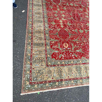 10' x 13.8' Turkish Green & Red Wool Rug