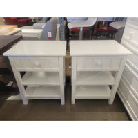 PAIR of White Wood 1-Drawer Nightstands