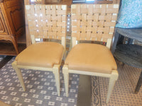 SET of 8 Maple & Leather Web VW Dining Side Chairs by Vicente Wolf (AS IS)