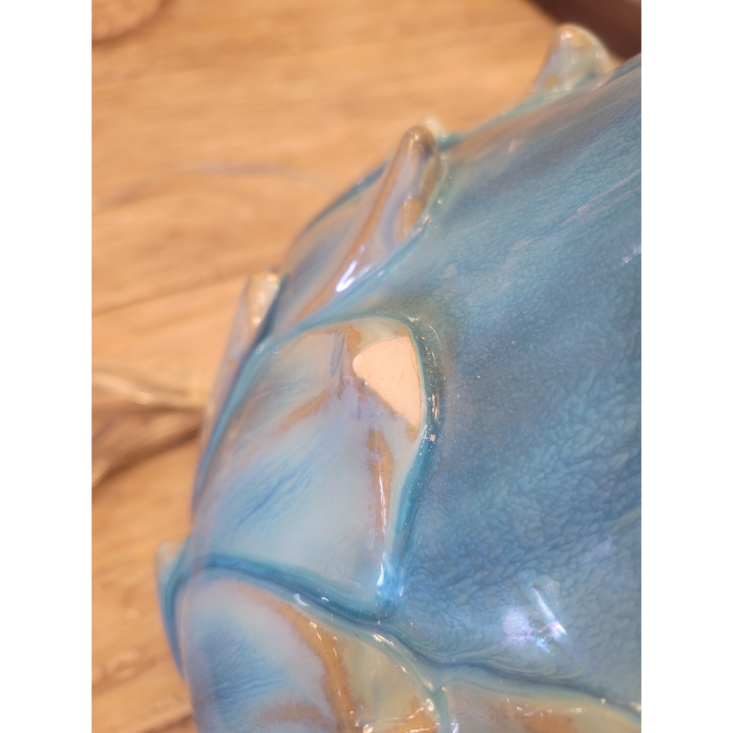 PAIR of Blue Ceramic Artichoke Table Lamps w/ Shades (AS IS)