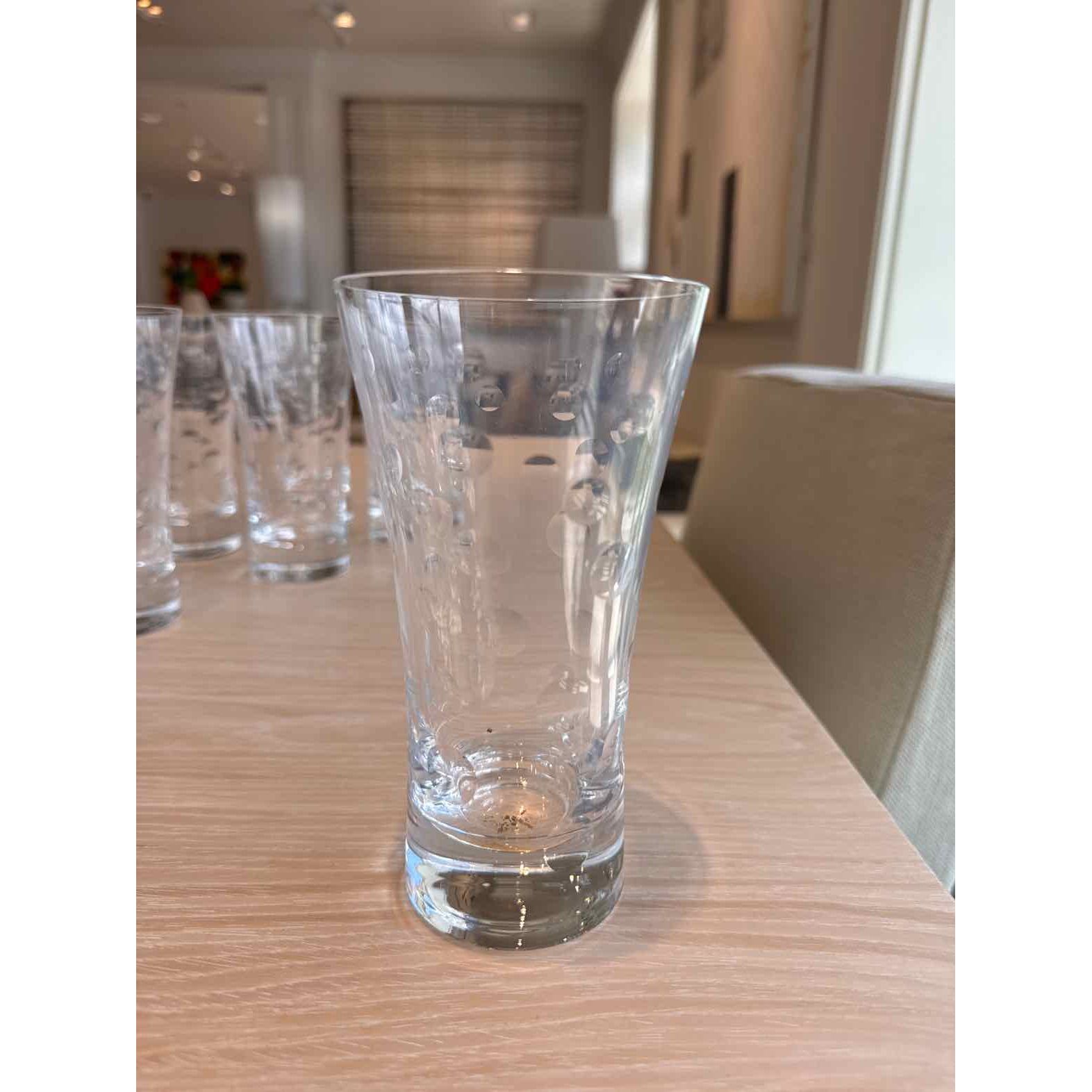 Set of 8 Vintage Highball Glasses w/ Carved Dots