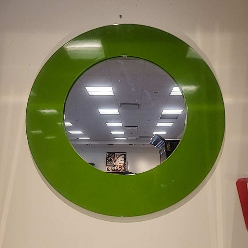 Round Lime Green Wall Mirror by Crate & Barrel - colletteconsignment.com