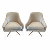 PAIR of 'Roar & Rabbit' Beige Velvet Swivel Chairs w/ Brass Legs - AS IS
