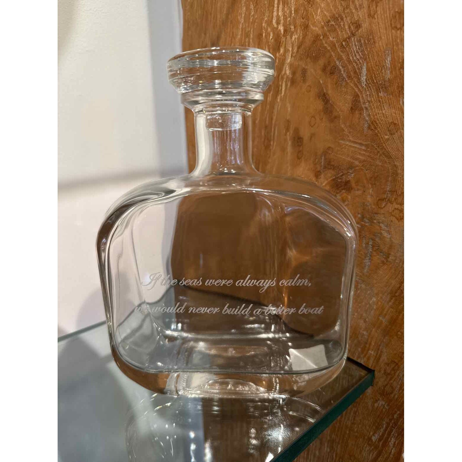 Glass Decanter w/ Ectched Boat Quote