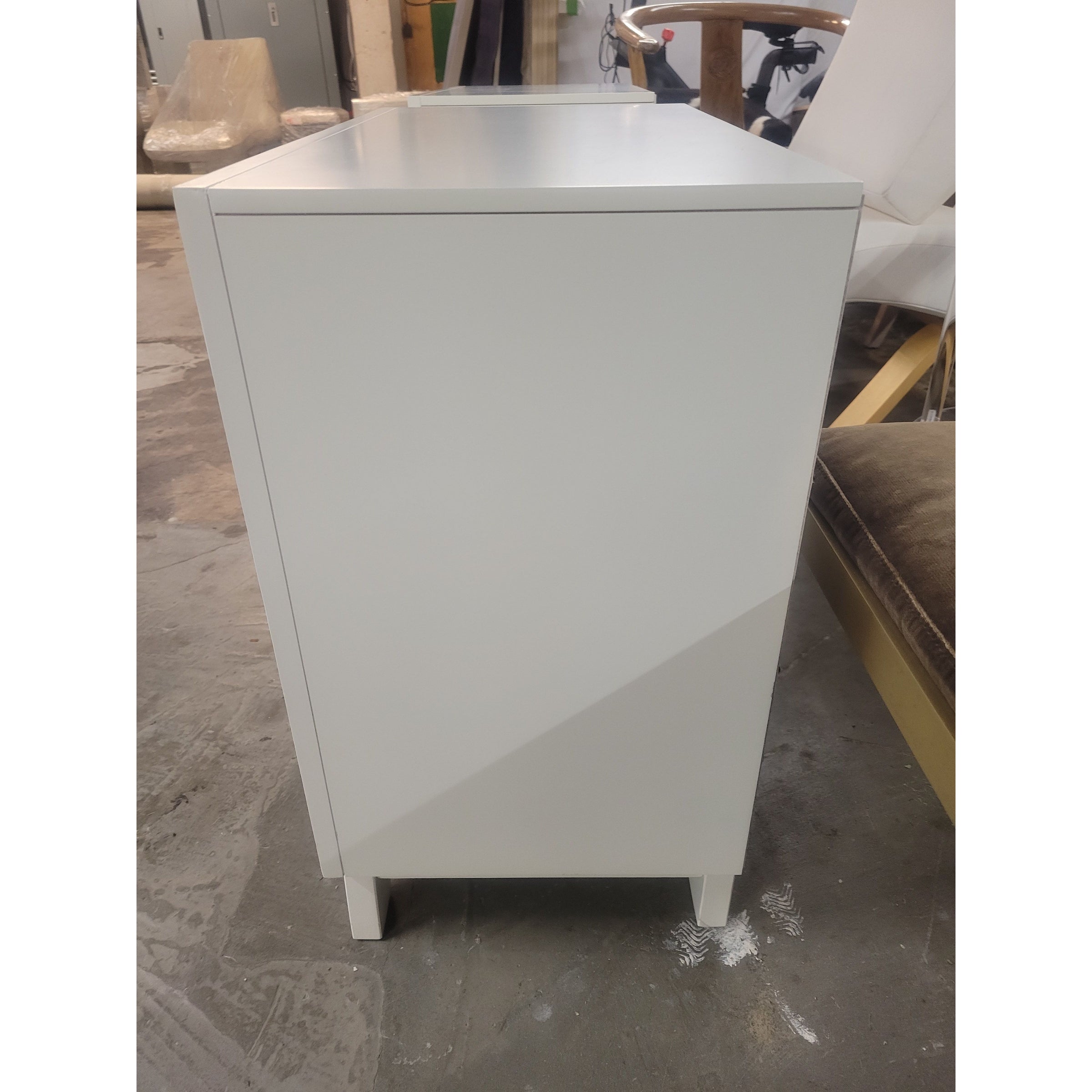 PAIR of Contemporary White Wood Dovetailed 2-Drawer Nightstands