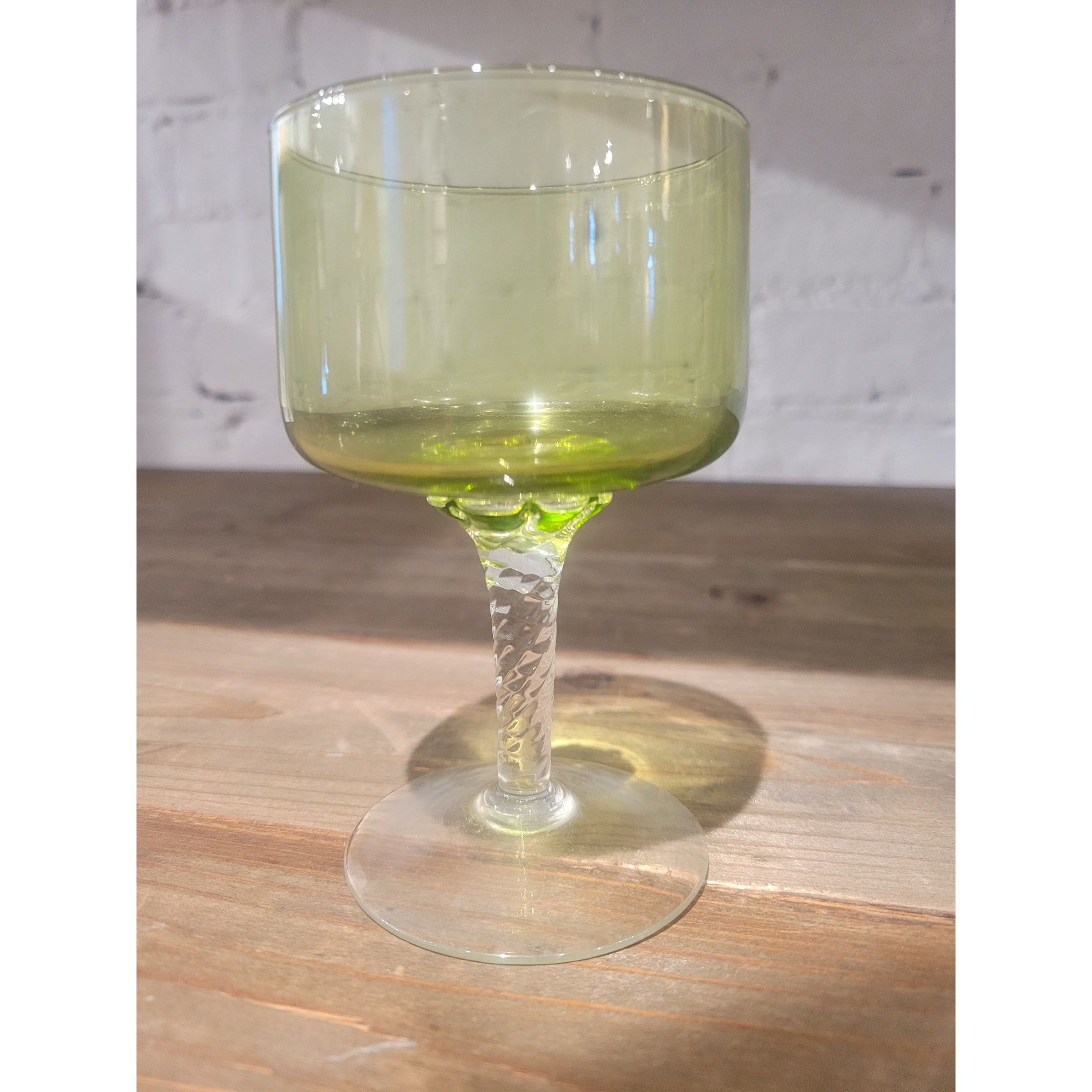 SET of Vintage Green Glass Drink Pitcher & 6 Glasses by Sasaki