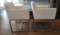SET of 6 Emery Linen Track Arm Chairs on Brass Bases by RH (AS IS)