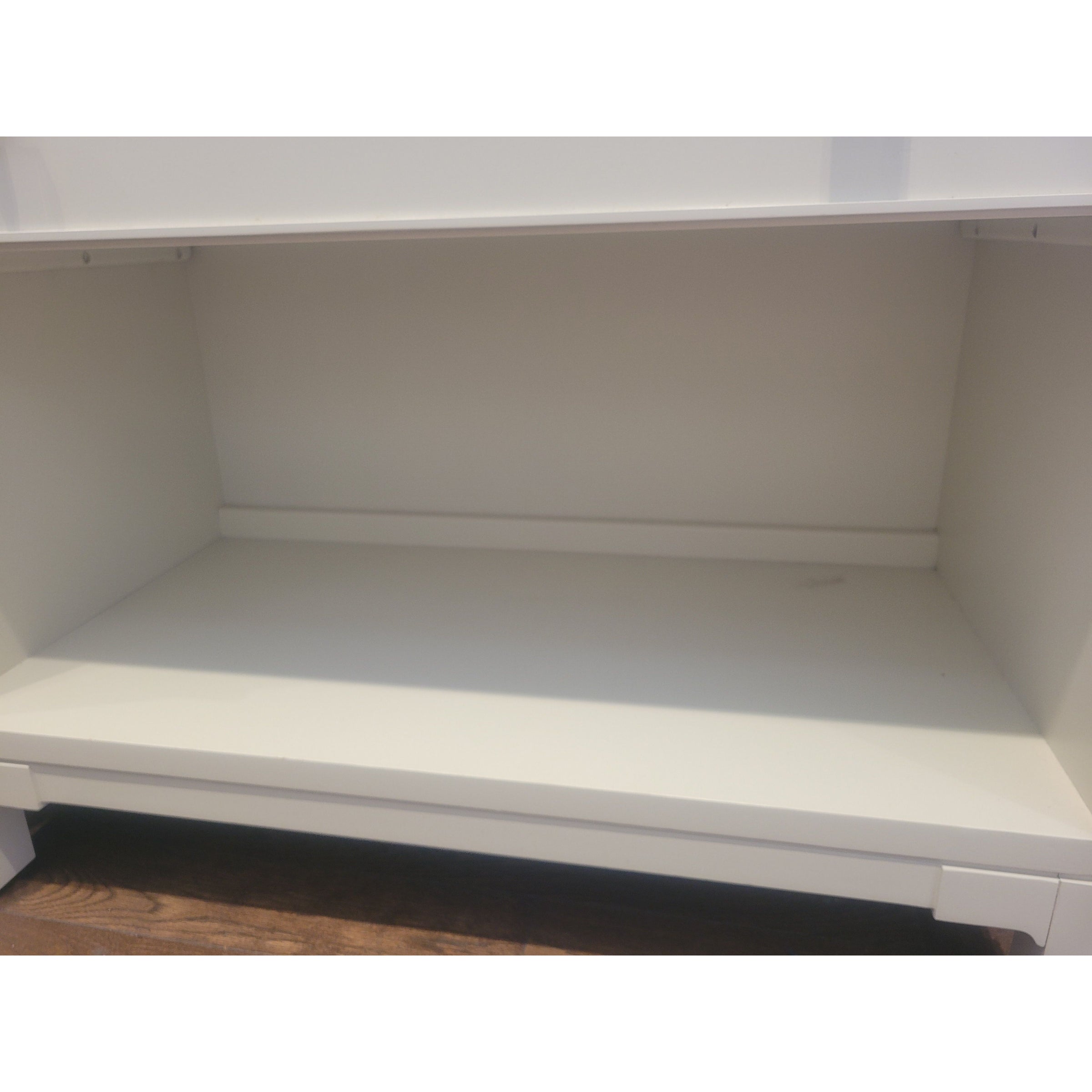 PAIR of 1-Drawer Matte White Lacquer Nightstands w/ Metal Pulls (AS IS)