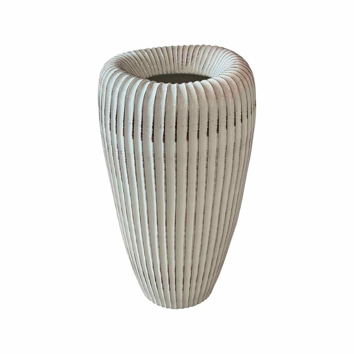 Tall White Ceramic Planter by Global Views - colletteconsignment.com