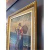 Two Ladies on Beach Oil Painting by in Gold Tone Frame - AS IS