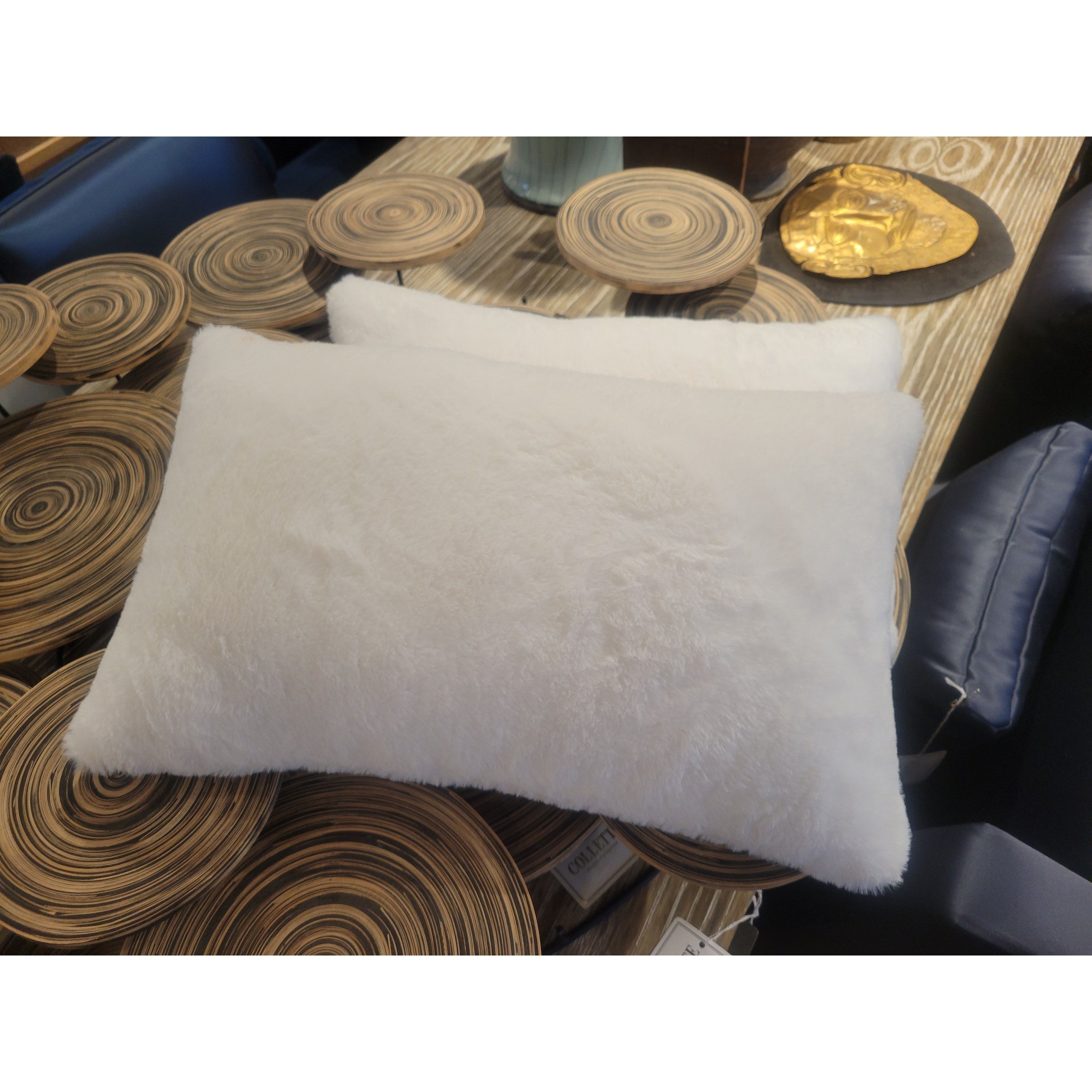 Plush White Lumbar Pillow