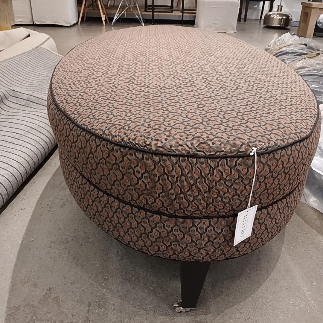 Large Charcoal Oval Cocktail Ottoman
