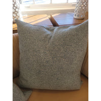 PAIR of Custom Light Blue Wool & Cotton Square Pillows