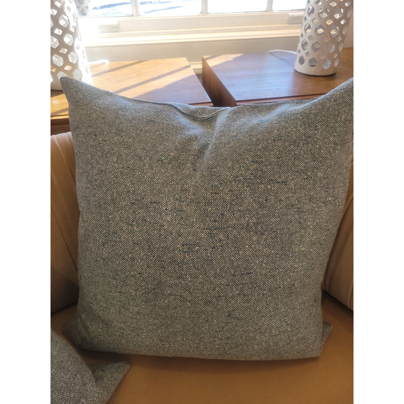 PAIR of Custom Light Blue Wool & Cotton Square Pillows