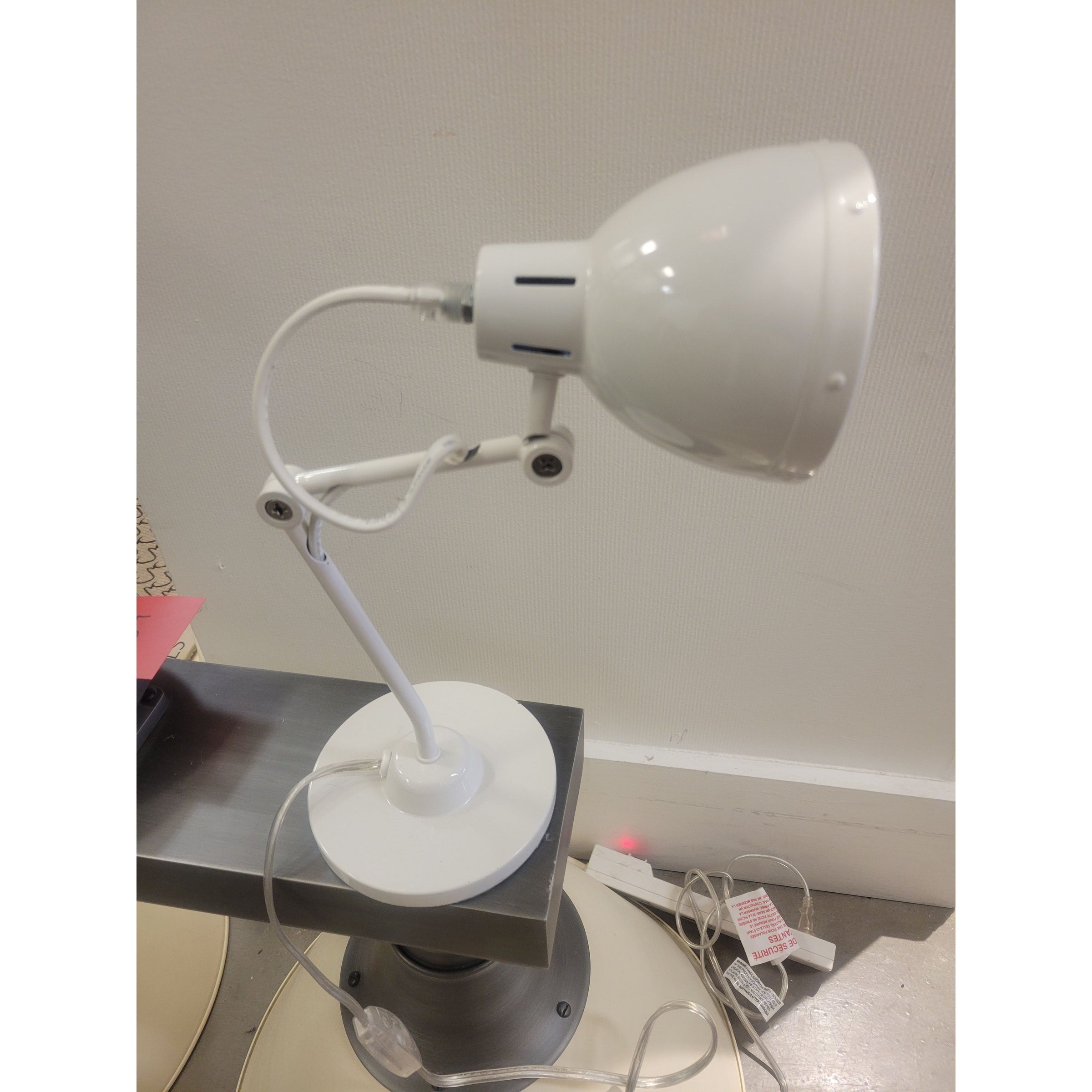 White Metal Adjustable Desk Lamp - AS IS