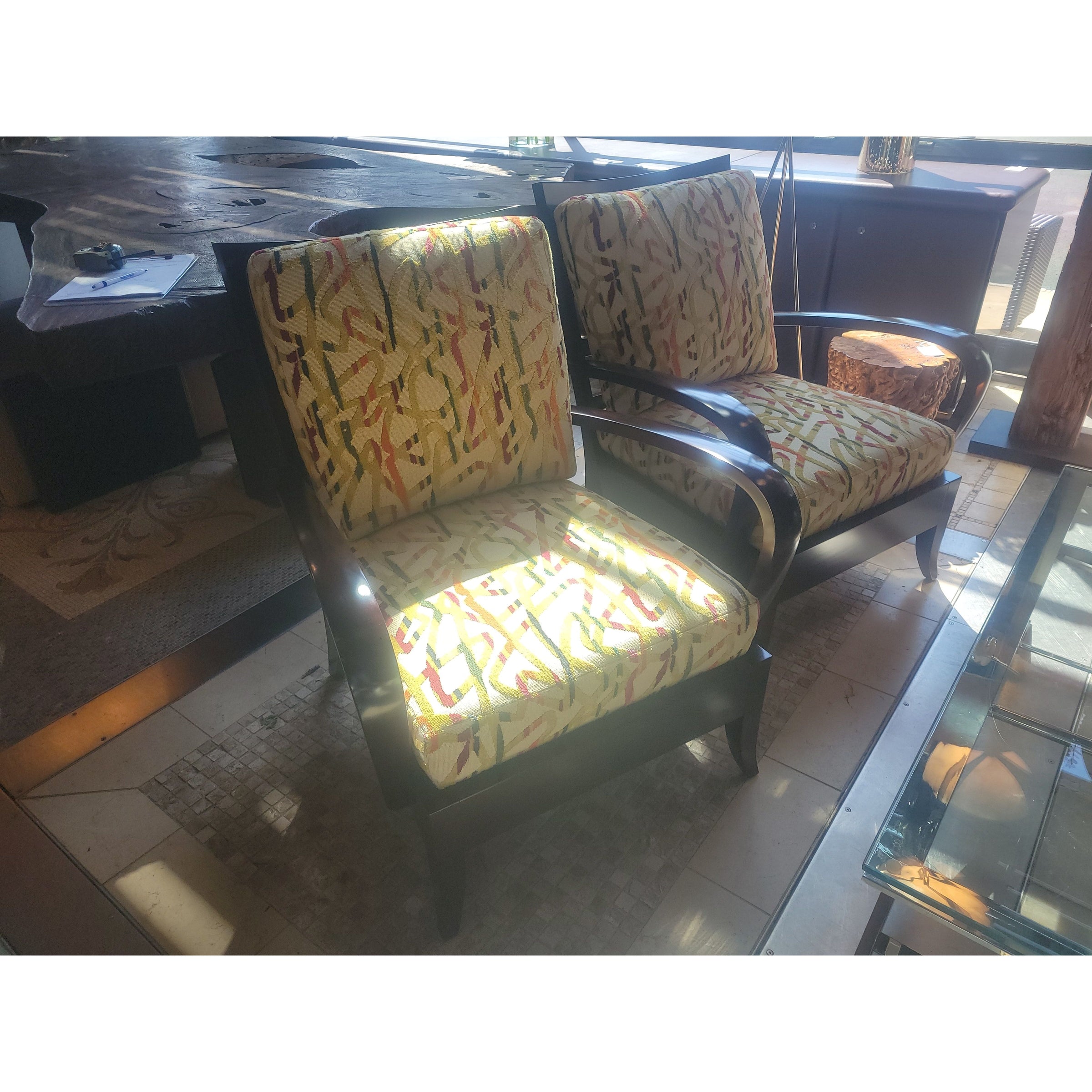 PAIR of 'Ceylon' Satin Cherry Chairs by Dakota Jackson