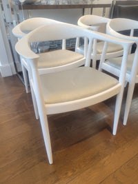 SET of 4 White Lacquered Mahogany Danish Dining Chairs by Villa & House (AS IS)