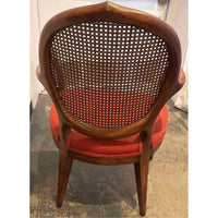 Vintage Bergere Style Armchair w/ Rust Colored Upholstered Seat and Caned Back