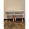PAIR of White & Natural Wood Night Stands w/ Open Shelf - AS IS