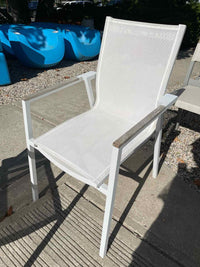 SET of 6 White Aluminum & Mesh Arm Chairs by Couture Jardin