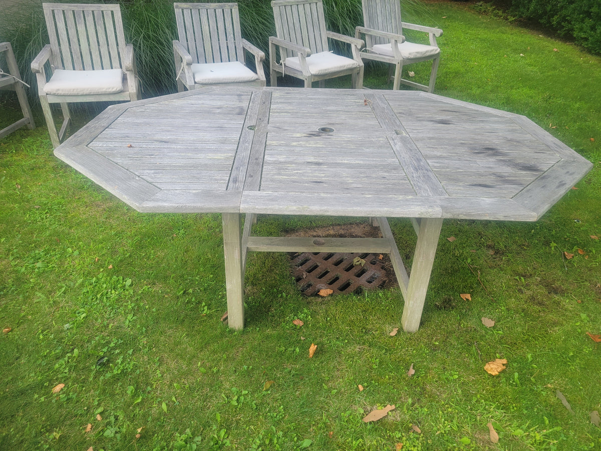 Octagonal Teak Extension Dining Table (AS IS)