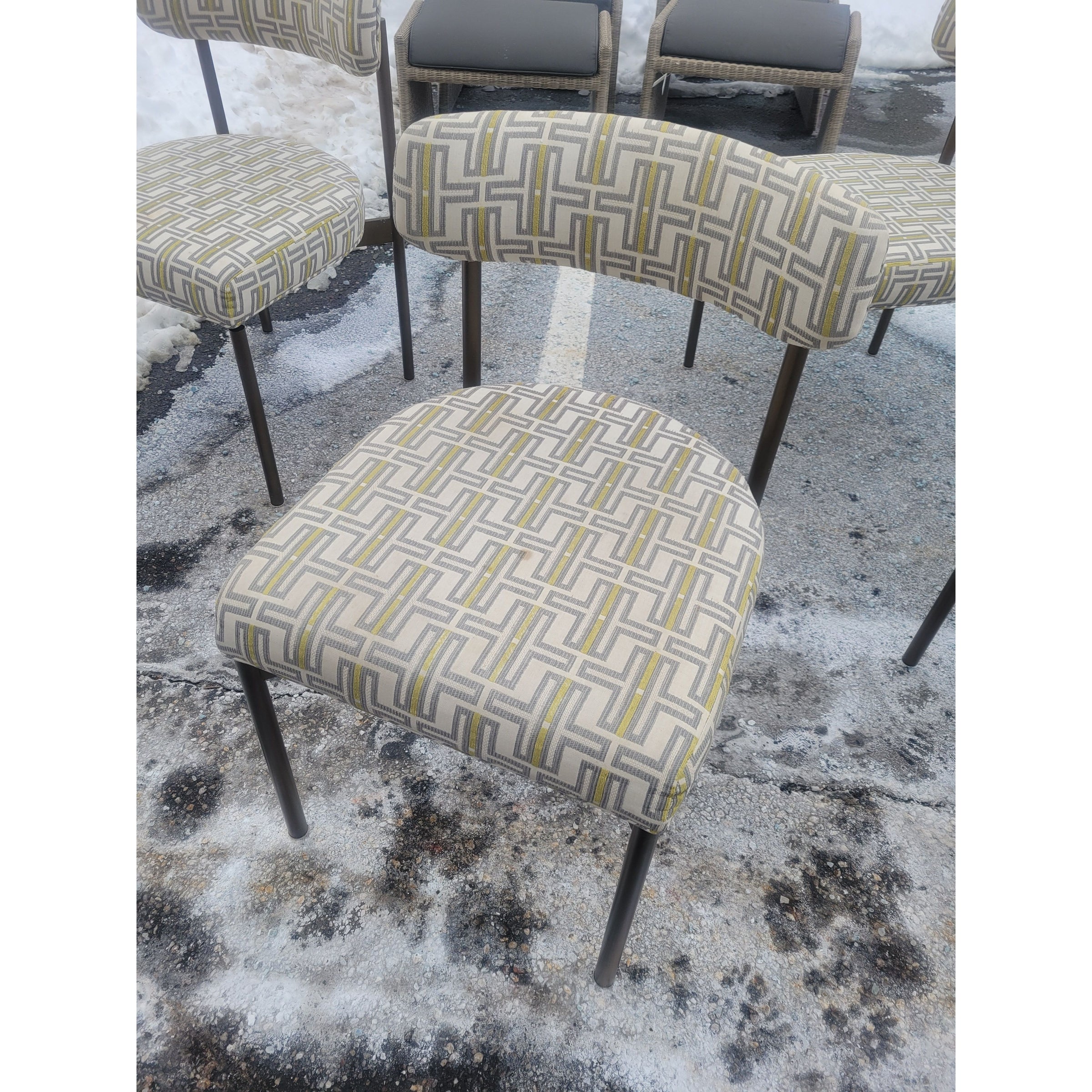 SET of 4 'Remy' Upholstered Dining Chairs on Pewter Legs by MG&BW (AS IS)