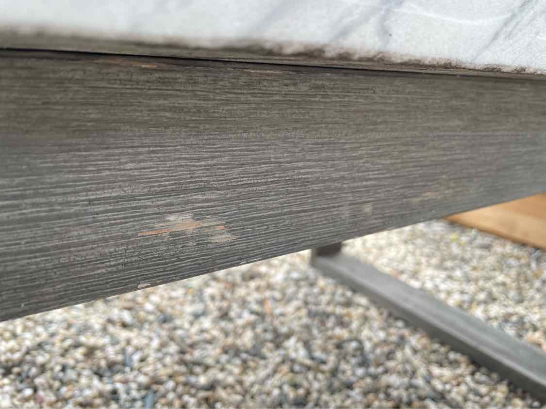 Outdoor Mahogany Coffee Table w/ White Marble Top (AS IS)