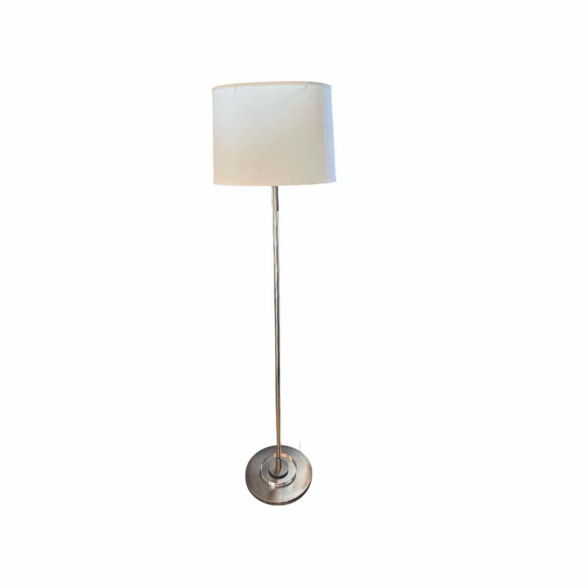 Chrome & Lucite Floor Lamp w/ Off-White Shade