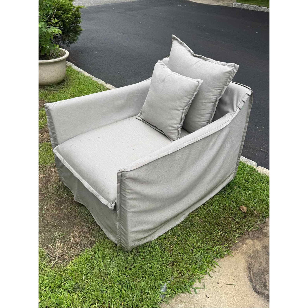 Outdoor Gray Slipcover Chair by Walters Outdoor