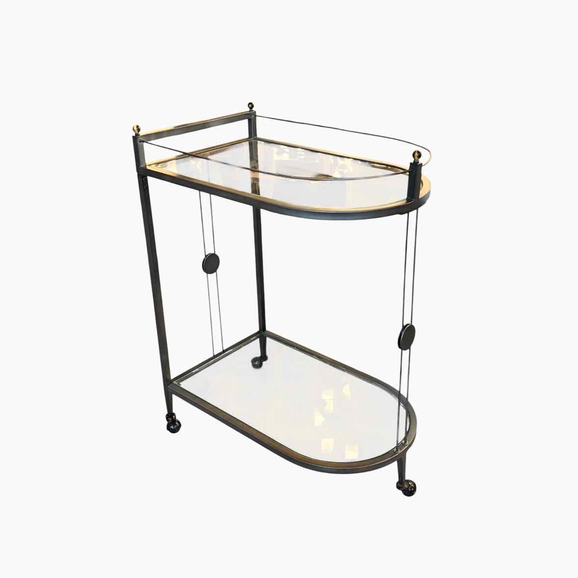 Open House Black Metal Bar Cart w/ 2 Glass Shelves