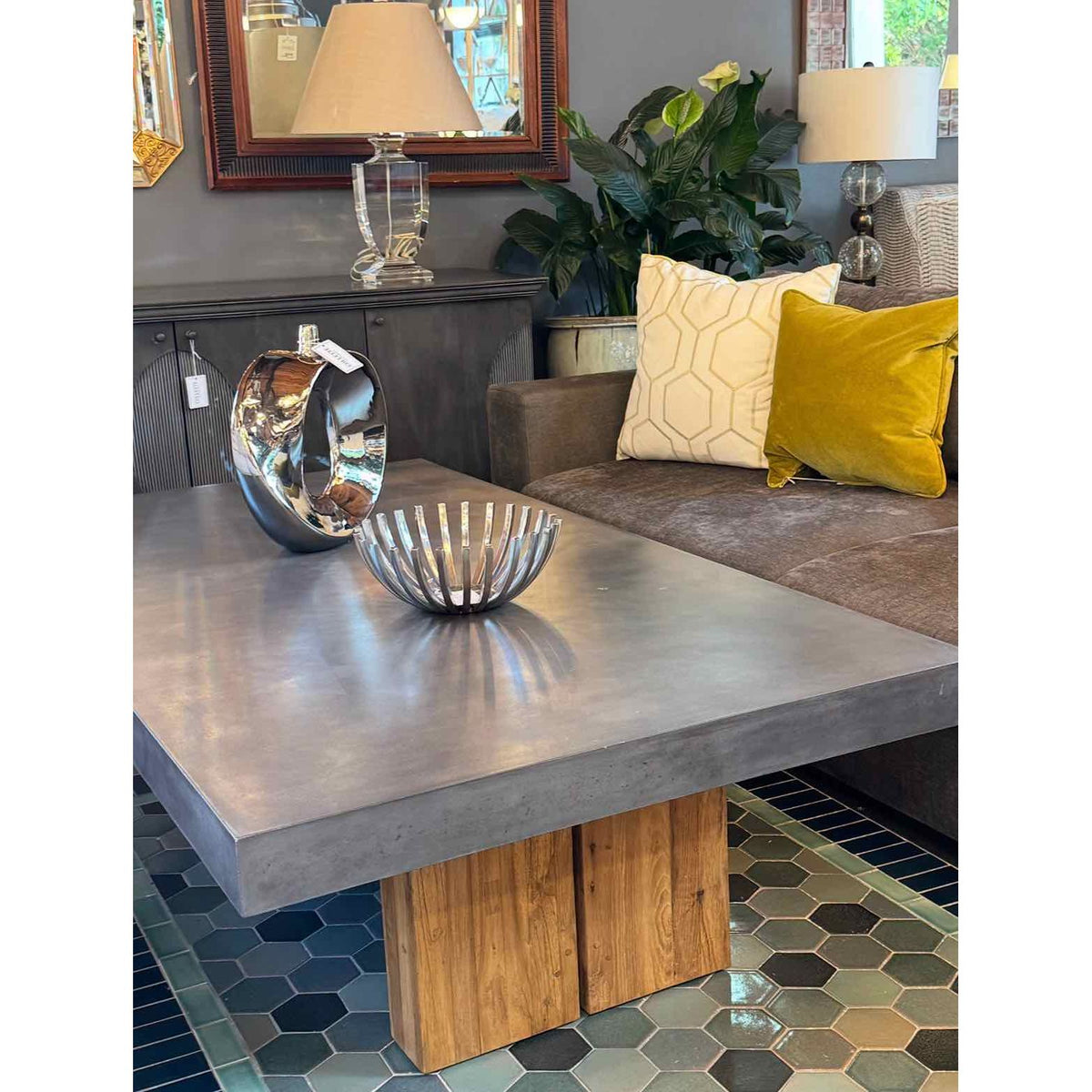 Restoration Hardware Metal Top Coffee Table (AS IS)