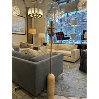 Floor Lamp with Honey colored stone base and glass shade