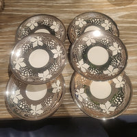 18-Pc Silver Luster & Porcelain Tea or Coffee Set w/ White Grape Design - AS IS