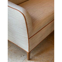 Ludvig Pontoppidan Style Off-White Linen Sofa w/ Leather Piping