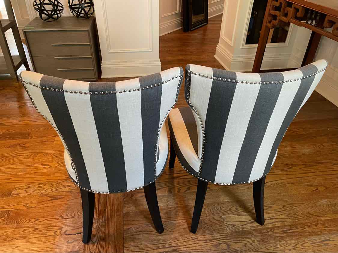SET of 4 Striped Dining Chairs w/ Nailheads by Safavieh (AS IS)
