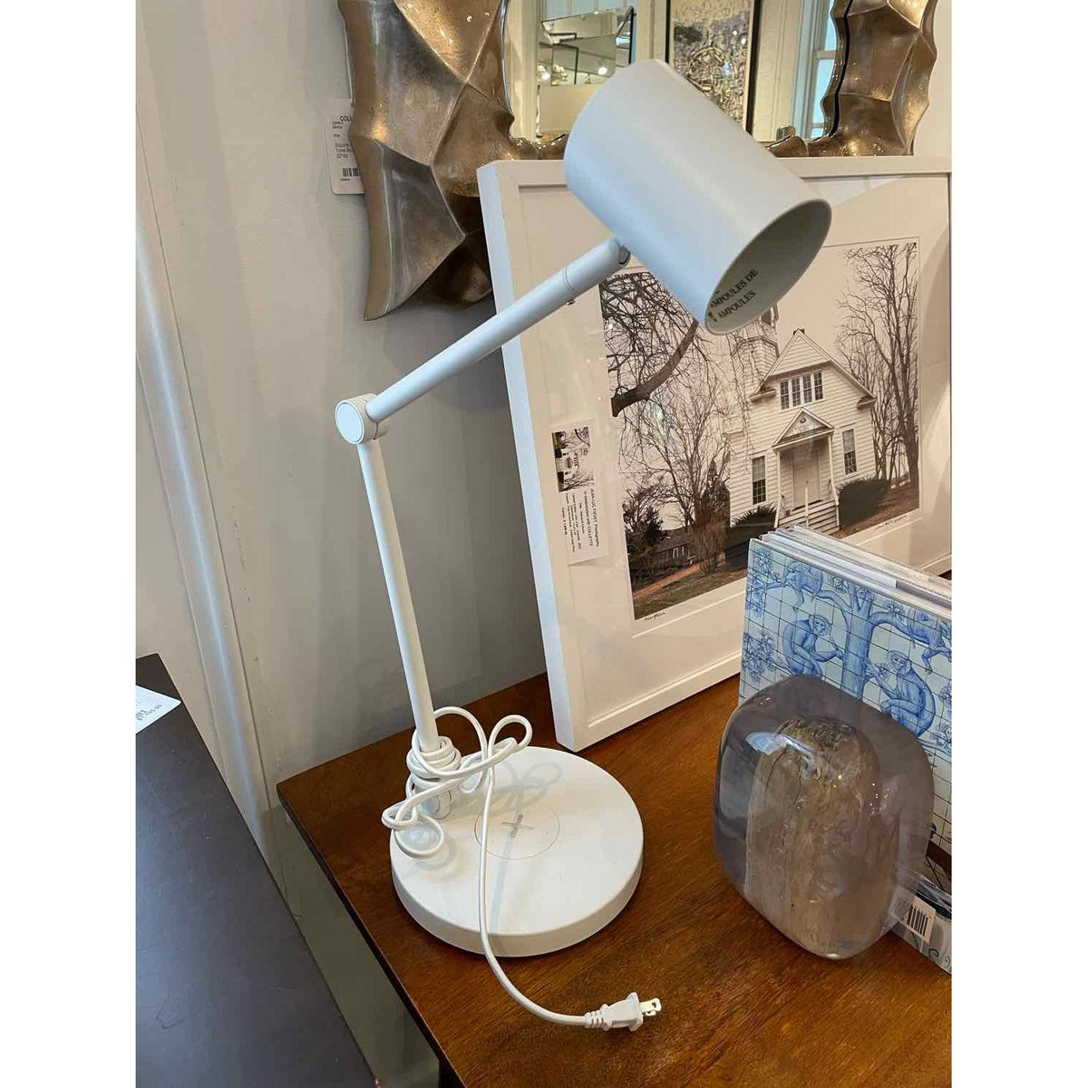 White Metal Adjustable Desk Lamp