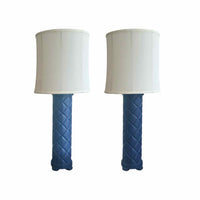 Pair of Fine Arts Blue Diamond Pattern Lamps