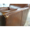 Pair of Brown Leather Armchairs w/ Dark Wood Legs by Crate & Barrel - AS IS