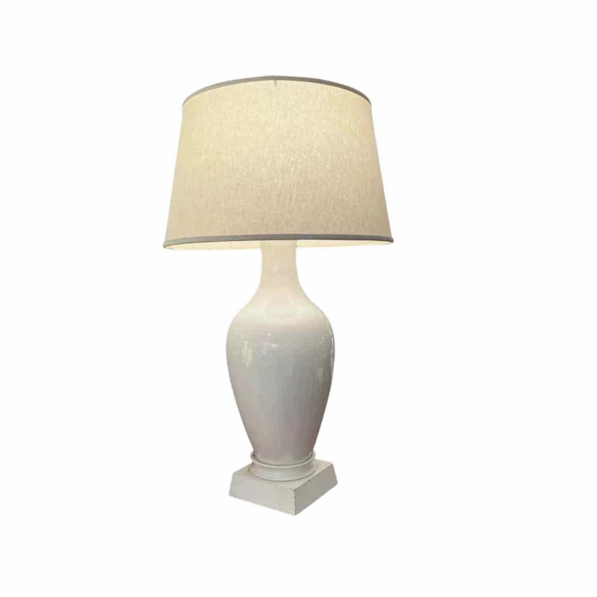 Mid-Century Tall Ivory Glazed Ceramic Table Lamp