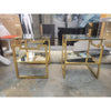 PAIR of Glass top Goldl eaf Tables w/ Mirror Shelf by V&H - AS IS
