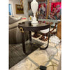 Pair of Glass & Leather Side Tables w/Brass detail