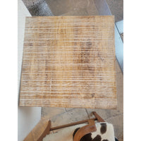 Wood Top Side Table on Brushed Metal Base