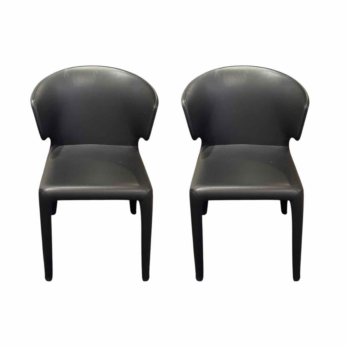 Pair of Black Leather Hola 367 Chairs by Cassina