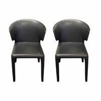 Pair of Black Leather Hola 367 Chairs by Cassina