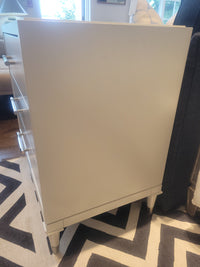 PAIR of 3-Drawer White Nightstands w/ Nickel & Lucite Pulls by Vanguard (AS IS)