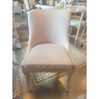 SET of 10 Warm Gray Leather Dining Chairs (AS IS)